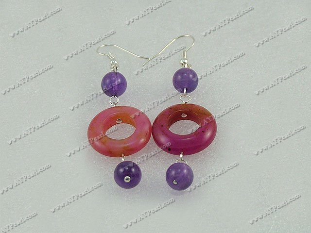 Amethyst three-color jade earrings