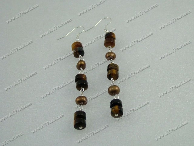 Pearl tiger eye earrings