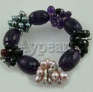 elastic pearl amethyst bracelet