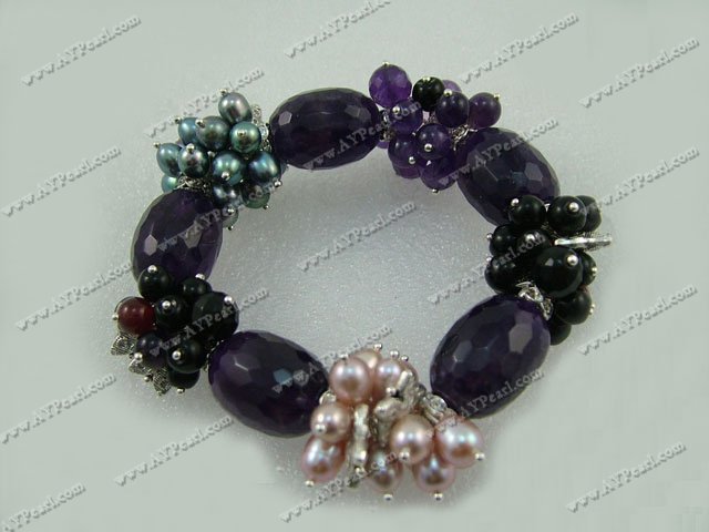 elastic pearl amethyst bracelet