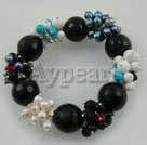 elastic pearl turquoise agate bracelet