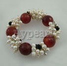 Wholesale elastic pearl red agate bracelet