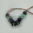 Wholesale Pearl black agate blue gravel necklace