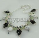 Wholesale Other Jewelry-pearl Green rutilated quartz colored glaze bracelet