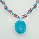 Wholesale blue gem turquoise colored glaze necklace