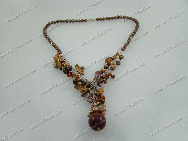 Crystal Pearl Achat Halskette