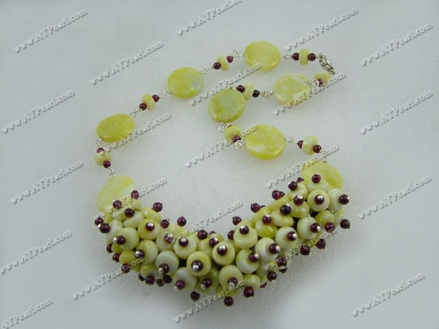 Wholesale Gemstone Jewelry-garnet lemon stone necklace