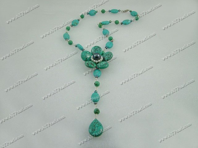 Wholesale Turquoise Jewelry-Pearl turquiuse necklace