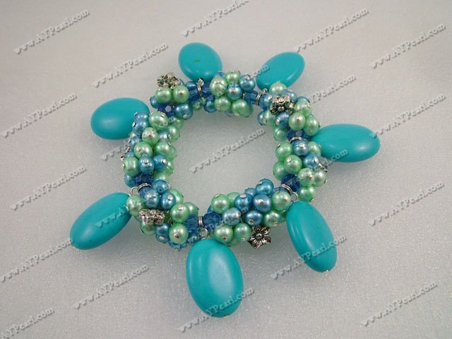 pearl crystal turquoise bracelet