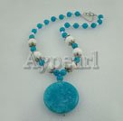 Wholesale blue stone white porcelain necklace