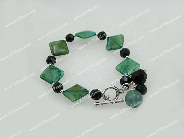 Blue Crystal bracelet de jade noir