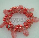 cherry quartz pearl bracelet