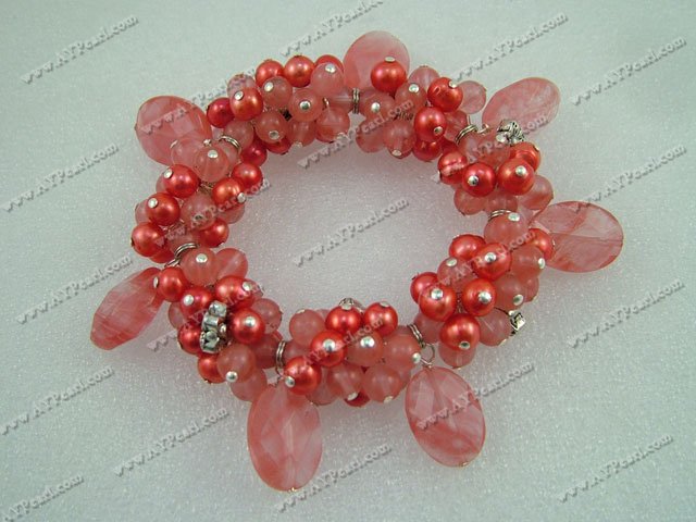 Crystal Jewelry Wholesale-cherry quartz pearl bracelet