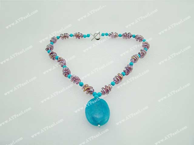 gemme bleue turquoise glacis de couleur collier