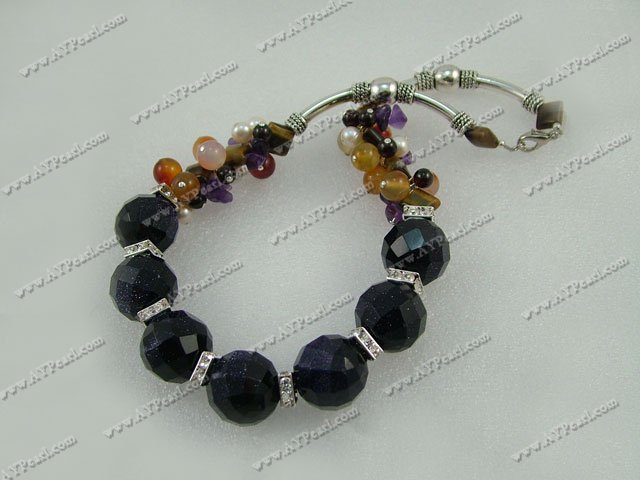 Gemstone Beads-pearl gem agate necklace