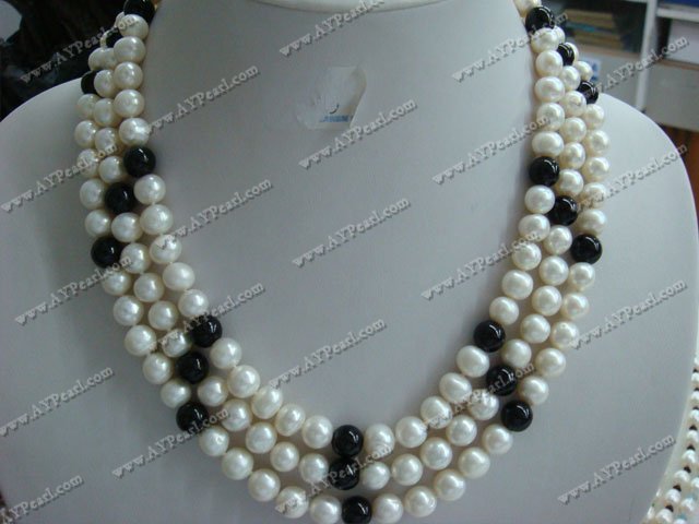 Pearl Jewelry-pearl black agate necklace