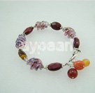 Wholesale Gemstone Bracelet-faceted colored glaze Silver Leaf Agate bracelet