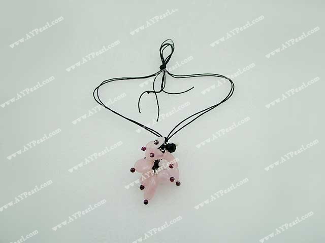 garnet rose quartz necklace