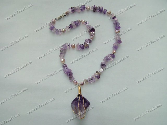 Crystal Jewelry Wholesale-amethyst pearl necklace