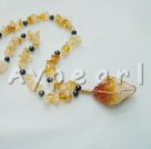 Wholesale pearl yelllow crystal necklace