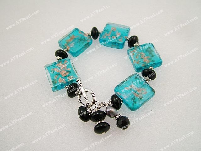 colored glaze black agate bracelet