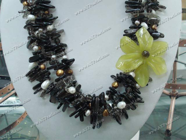 Wholesale Crystal Jewelry-pearl smoky quartz necklace