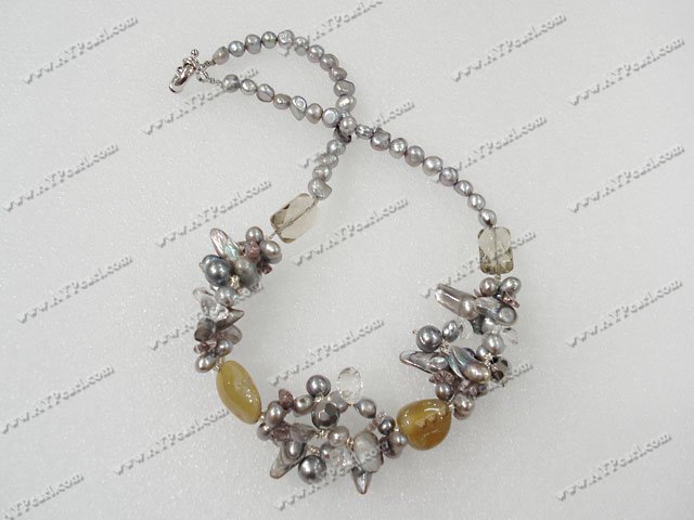pearl agate crystal necklace