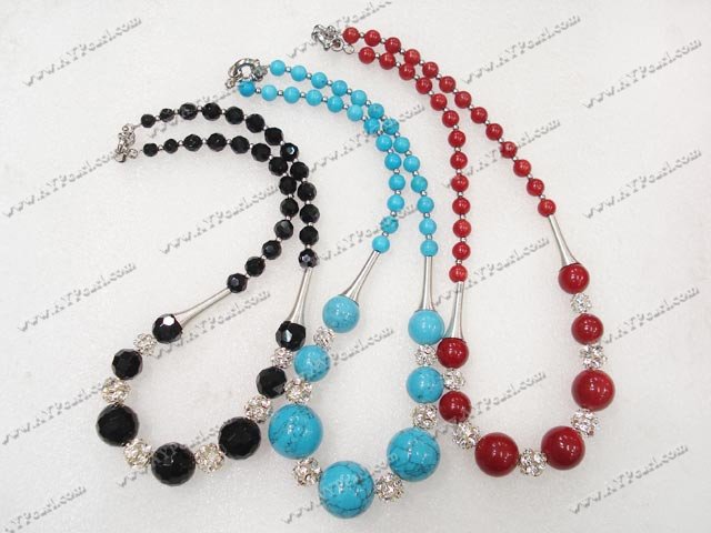 crystal,turquoise,blood stone necklace