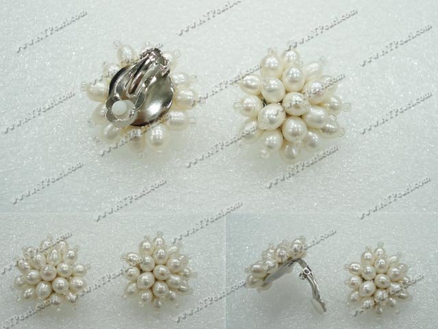 white freshwater pearl clip stud