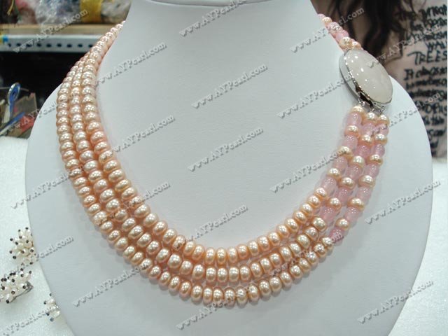 Pearl rose quartz necklace