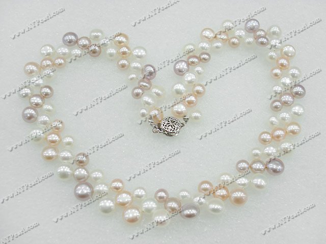 3 colors pearl necklace