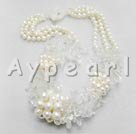 collier en cristal blanc perle