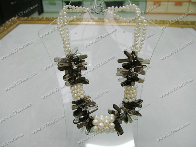 Pearl smoky quartz necklace