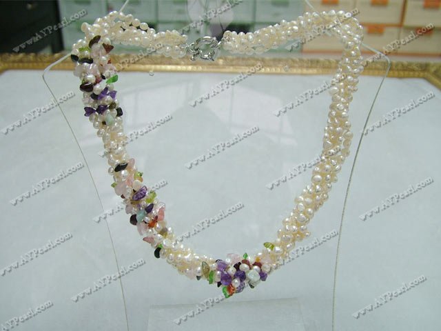 Pearl muti-stone necklace