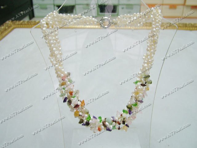 Pearl muti-stone necklace