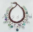 Wholesale Rainbow fluorite garnet necklace