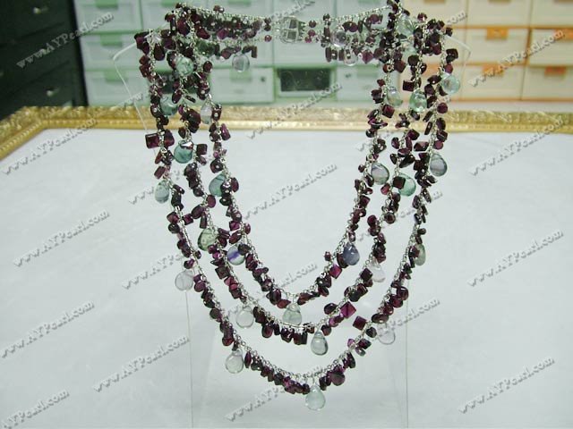 Rainbow fluorite garnet necklace 