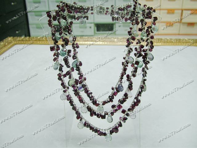 fluorite grenat collier Rainbow