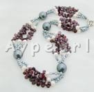 pearl garnet sea shell necklace