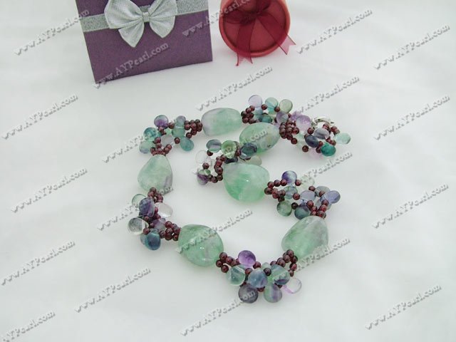 garnet rainbow fluorite necklace