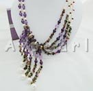 Wholesale Gemstone Jewelry-pearl amethyst garnet necklace