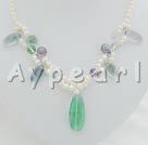 Wholesale pearl rainbow fluorite necklace