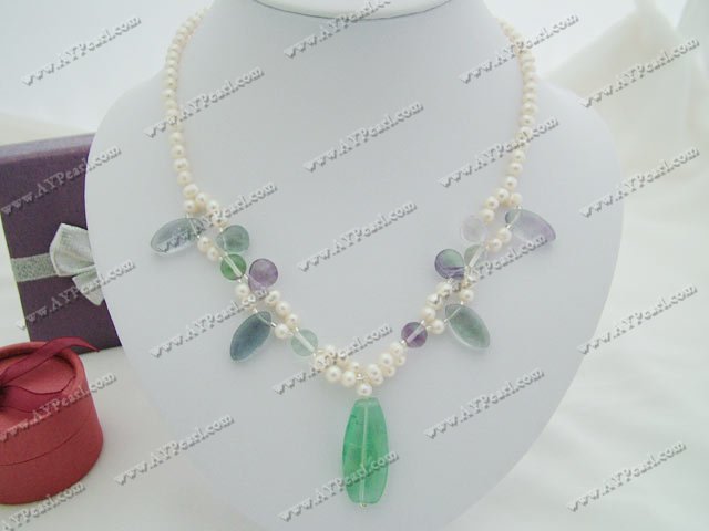 pearl rainbow fluorite necklace