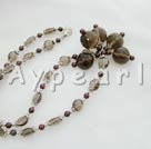 Wholesale garnet smoky quartz necklace