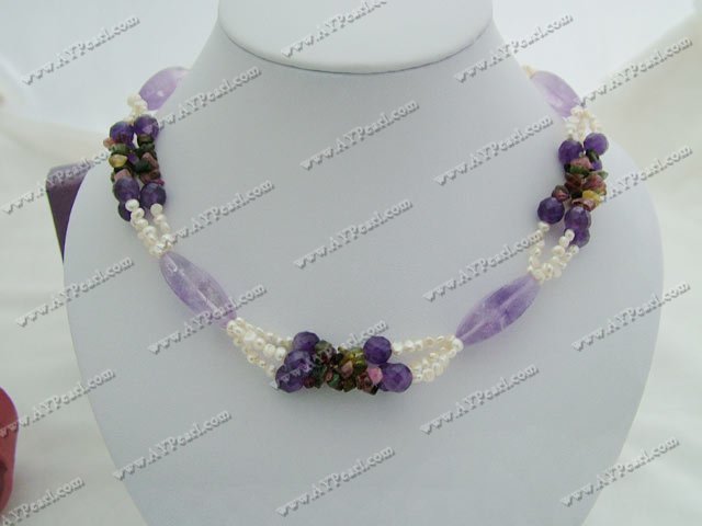 Wholesale Gemstone Jewelry-pearl amethyst necklace