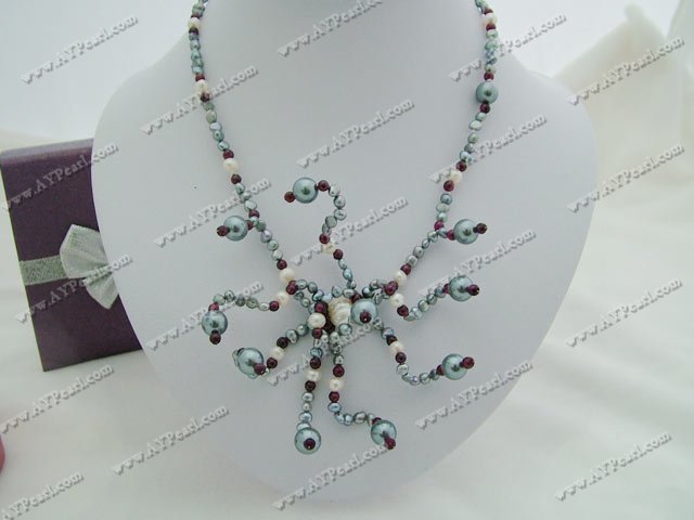 pearl garnet necklace