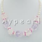 Wholesale Gemstone Jewelry-pearl amethyst rose quartz necklace