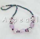 quartz rose améthyste collier de perles