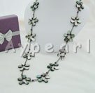 garnet black butterfly shell necklace