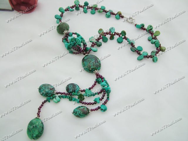 natural turquoise garnet necklace